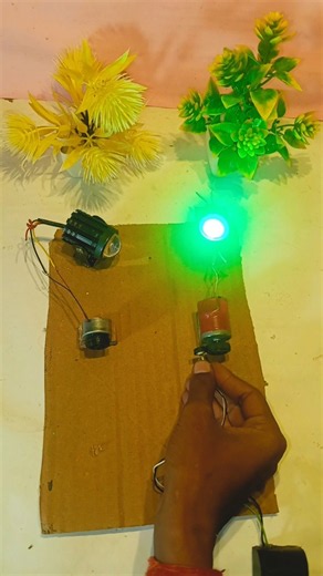 ⚡DC Motor Se 3 Lights ON! Amazing Homemade Electricity Project😱#viral#shorts