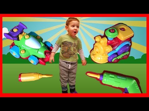 Build and play with toy tools (animated models) | Собираем паровоз конструктор | toys review 4 kids