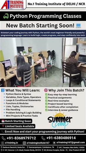 🐍 Python Programming Classes — New Batch Starting Soon! 💻