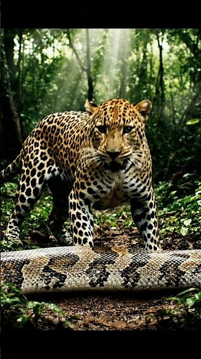 Leopard vs Python — Clash of Jungle Predators! #wildlifebattle #Python #viralshorts