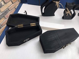 Halloween BLACK COFFIN Box With Latch, Wood Decor - Etsy