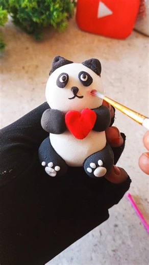 How to make panda with air dry clay|| #panda #cute #youtubeshorts .