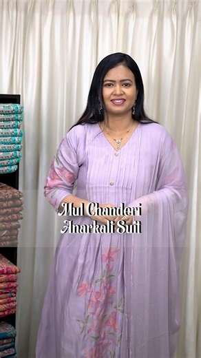 Mul Chanderi Anarkali Suit With Embroidery | RAGGNEE | Booking : 7305626399 | www.dsrsarees.com