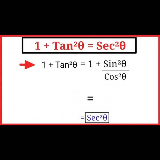 Proof Of 1 Plus Tan Square Theta || Proof Of 1+Tan^2=Sec^2 || Sec Square Theta Minus One #Shorts