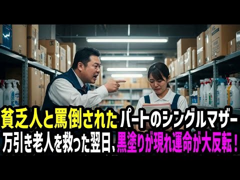 娘の食費を削ってまで万引き老人を助けたパートのシングルマザー 、後日黒塗りの車が停まり運命が大反転！！