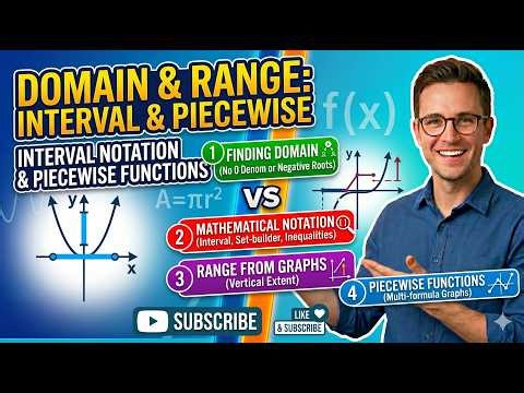 Lecture 17 | Domain and Range: Interval Notation & Piecewise Functions | Algebra