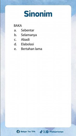 Contoh soal CPNS BUMN sekolah kedinasan psikotest TNI POLRI materi Sinonim (persamaan arti kata).
