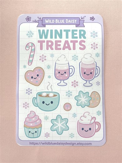 Kawaii Winter Treats Vinyl Sticker Sheet: Winter Planner Stickers - Etsy