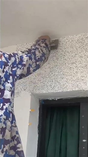 the process of plastering sand powder mixture on the walls of the house #construction #popular