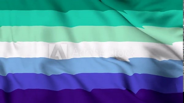 The Gay Men's Pride Flag background, Realistic MLM (Men Loving Men) Pride Flag waving in the wind, LGBTQ gay male community symbol Perfect Loop 4K video.