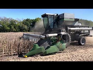 1987 Gleaner L3 combining soybeans near Hope, Kansas in 2023