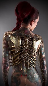 266K views · 9.2K reactions | WOW this skeleton back piece creation by Leah Debrincat @leahdebrincat is extraordinary! Performance artistry next level. #beautifulbizarre #performanceart #wearableart #fashnion #costume #tattoos #backpiece #art | Beautiful Bizarre Magazine | Facebook