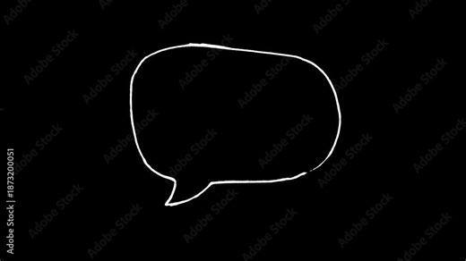 Minimalist sketched dialogue box motion graphic with wiggle line effect, ideal for educational videos, animated presentations, and fun digital message callouts on dark themes.