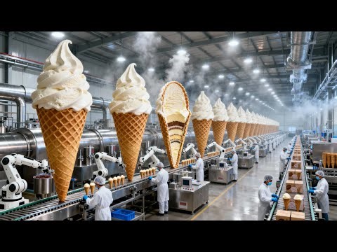 Inside a Modern Ice Cream Cone Factory: From Raw Ingredients to Perfect Cones (Full Process)