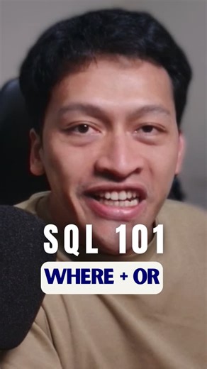 Bima | Ngulik Data & AI on Instagram: "1 keyword SQL yang sering disepelein padahal penting banget. Kalo kamu diminta cari pelanggan yang tinggal di Jakarta ATAU Bandung, kamu ga bisa tulis WHERE dua kali. Yang kamu butuhin itu OR. Simpel sih sebenernya, tapi banyak yang baru belajar SQL belom tau cara pakainya. Coba sendiri deh! Share ke temen kamu yang lagi belajar SQL 🚀"