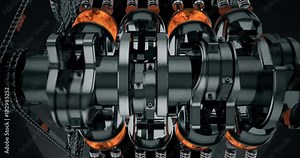 Working V8 Engine Animation With High Speed - Different Camera Angles