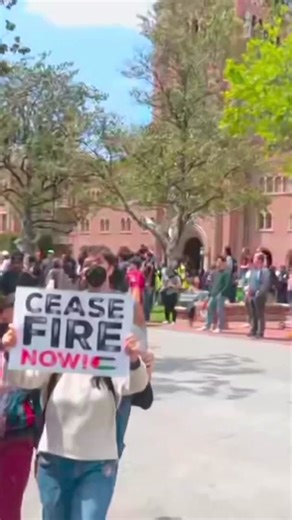 The University of Southern California closed the gates to its campus on Wednesday after hundreds of pro-Palestinian students and protesters began an