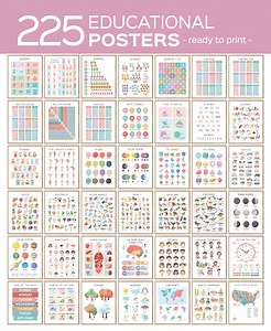 Set of 225 Educational Posters, Neutral Montessori Classroom Decor, Playroom, Homeschool Learning Prints, Homeschool Printable Toddler - Etsy