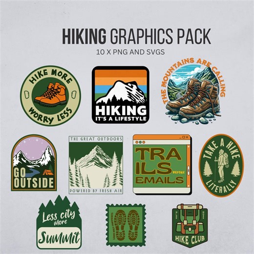 Hiking and Nature Graphics Bundle – PNG & SVG Files (digital Download) - Etsy Canada