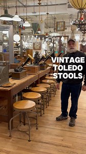 Great set of 8 vintage Toledo stools with maple tops available for sale! DM to purchase them. • Location: Olde Good Things, 333 West 52nd Street New York, NY 10019 • Dimensions: 15 in. Diameter top, 19 in. H fully closed, 28 in. H fully raised • Shipping everywhere! #oldegoodthings #antiquefurniture #vintagefurniture #toledostools #antiqueshop #antiquestore #interiordesign #antiques #architecturalsalvage #industrialantiques #architectural #adjustablestools #toledostools #stools #madeinusa #madei