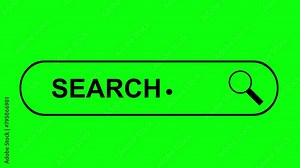 video animation black icon search bar box browser explore internet software, on a green chroma key background