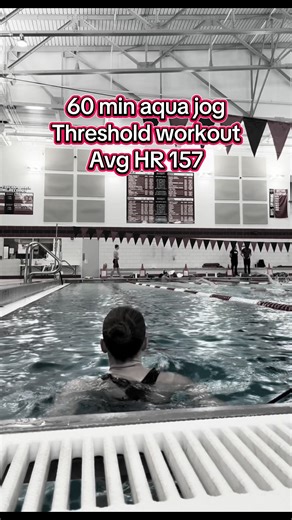 One hour aqua jog threshold workout session today. Running will always be my favorite but aqua jogging is a close second. Phenomenal workout and amazing for when injured and can’t run! #aquajogging #runtok #marathontraining #running #runner
