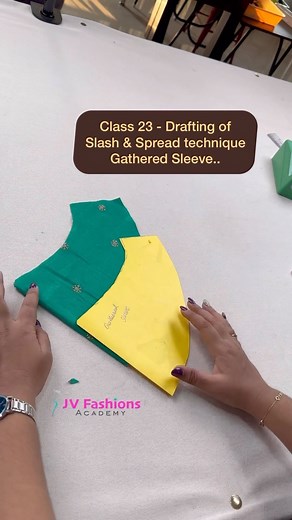 Class 23 - Drafting of Slash & Spread technique for Gathered Sleeve… Learn Professional Fashion Designing from ▶️JV Fashions Academy◀️ through Online(via Recorded Videos) and become Expert🏅👩‍🎓on the Courses chosen. WhatsApp 👉 91 9731852526 for complete Course Details/Syllabus/Fee Structure and Procedure/Next Steps. Key Highlights: 🔹Professional Making Making Methods 🔹 Boutique Style Finishing 🔹 Video Access for lifetime 🔹 No time limits for our courses; Learn at your convenient timings �