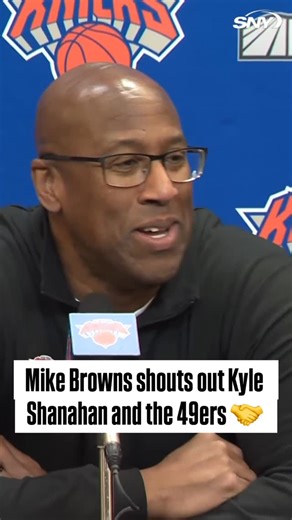 OurSF49ers || 49ers on Instagram: "NY Knicks HC Mike Brown started his postgame press conference by celebrating the #49ers clinching a playoff spot 😅 🤝 Via: @snyknicks"