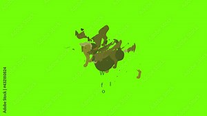 Wolf icon animation cartoon object on green screen background