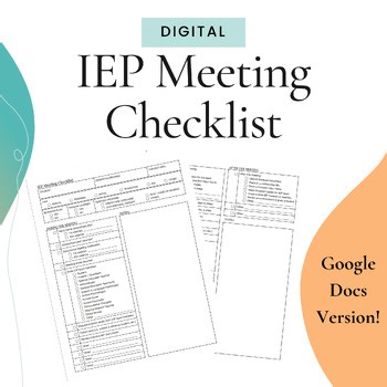Editable IEP Meeting Checklist | Google Docs Template