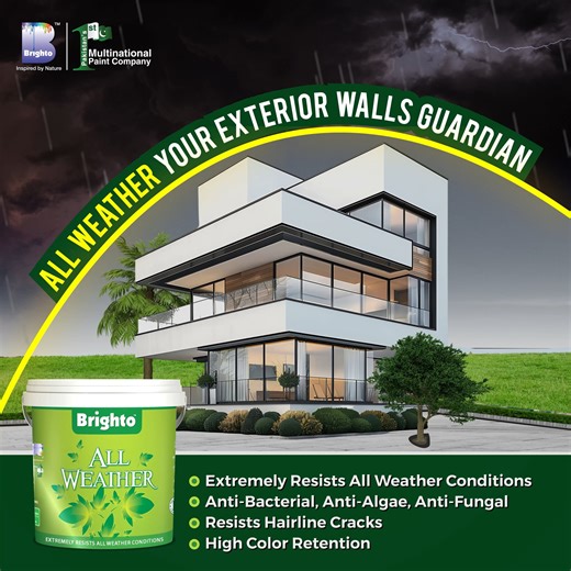 Brighto Paints All Weather guarantees impeccable and long-lasting color retention for your exterior walls, with minimal maintenance required. Explore a blend of captivating hues that enhance the enduring charm of your home, featuring dust resistance and anti-bacterial properties. Choose Brighto Paints All Weather to beautify your home and protect it against adverse weather conditions. For more information visit the link below. 🌐 https://brightopaints.com ☎ 08000-1973 📧 info@brightopaints.com #