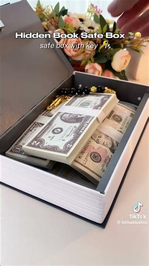 Book Safe, Money Saving Box, Save for Money, Metal Lock Box, Money Hiding, Key Lock, Large, Blue.
