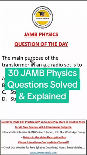 30 JAMB Physics Questions Solved and Explained