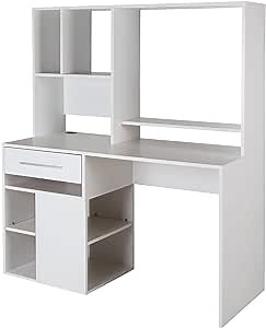 South Shore Narrow Home Office Computer Desk with Hutch, Pure White