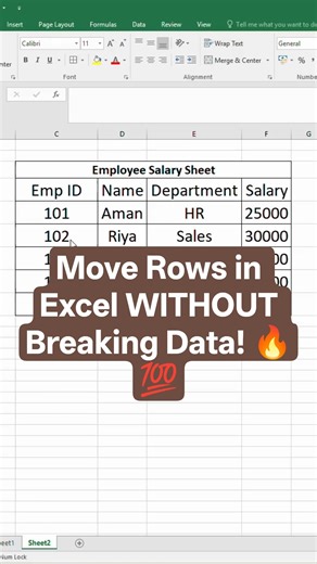 Hidden Excel Trick: SHIFT + Drag Rows Like a Pro! 🔐 #shortsfeed #viral #excel