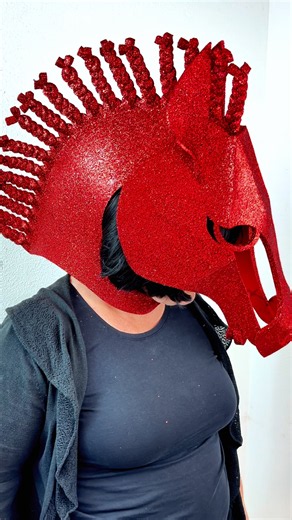 💥Red Glitter Horse Head Mask Handmade Costume Headdress #horsemask #horsecostume #tentaclestudio