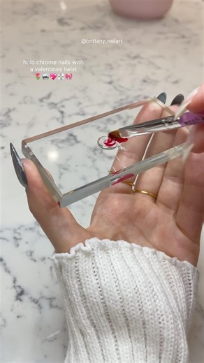 this colour was an accident but I love it 💿💗 diy chrome nail tutorial #nails #nailart #valentines