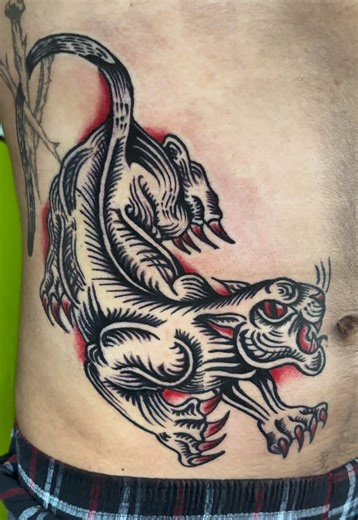 Stomach Panther Tattoo Design Ideas