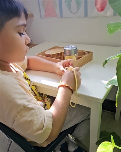 #MontessoriMondays Needle and thread activities are part of the practical life curriculum in our Primary classrooms. They help to develop so many important skills: fine motor, hand-eye coordination, and independence. Also, you can't rush through them, and the methodical nature encourages mindful, careful attention. #practicallifeactivity #practicallifeskills #practicallifeskill #practicallife #practicallifeexercise #practicallifemontessori #practicallifeactivities #classroomactivities #northyork