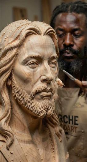 Mastering the Craft: Incredible Woodcarving of our lord Jesus Christ #jesus #woodcarving #shorts