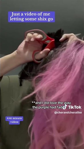 chopping her ponytail off