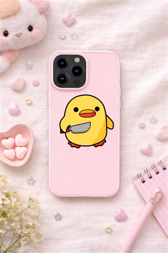 Cute Chick Phone Case, Funny Yellow Duck iPhone Case, Kawaii Animal Phone Case, Pastel Pink Aesthetic Case, Gift for Her - Etsy