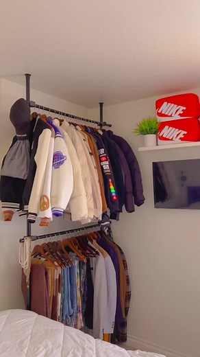 Organized Bedroom with Stylish Closet and Decor