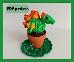 Crochet Dinosaur Cactus Pattern (stegosaurus PDF Pattern) - Etsy Australia