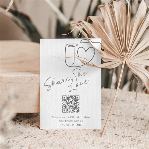 Capture the Love Wedding QR Code Card, Photo Sharing Sign, Editable Printable Canva Template - Etsy