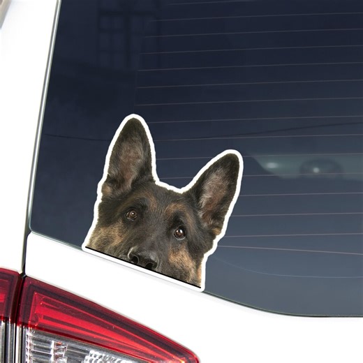 German Shepherd Car Decal: Peeking Sable Dog Head Waterproof Sticker - Etsy