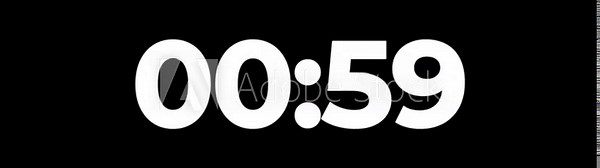 5 minutes Digital countdown 60 seconds. Five minute countdown timer animation on transparent background un black background