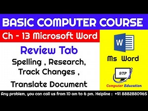 Ms word Chapter - 13 Review Tab , Spelling & grammar , track Changes Complete Basic Computer Course
