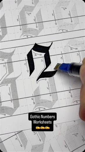 Number 3 The Calligraphy Numbers Worksheets 🖋️ Clean. Elegant. Traditional. This isn’t just another practice sheet — this is your foundation for mastering classic calligraphy numbers with precision, balance and rhythm. Designed for both beginners and experienced lettering artists, this number pack gives you a structured approach to writing beautiful, consistent digits in broad-edge calligraphy. What’s inside? 👇 – Full number set in calligraphic style – Clear construction lines to guide every s
