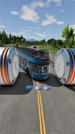 Colorful City Bus & Truck Vs Hydraulic Crush - BeamNG.drive